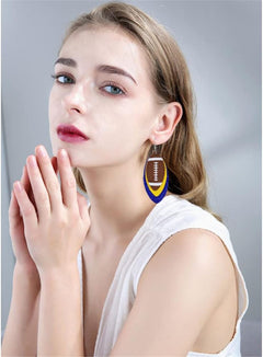 Sequined Leather Football Dangle Earrings