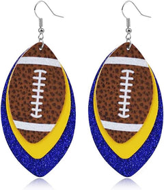 Sequined Leather Football Dangle Earrings