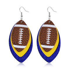 Sequined Leather Football Dangle Earrings