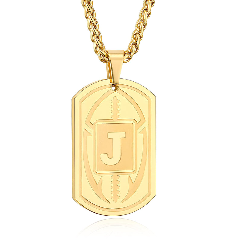 Gold Plated Stainless Steel Football Initial Dog Tag