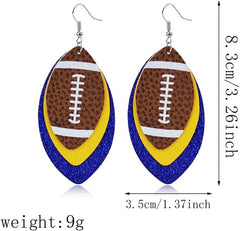 Sequined Leather Football Dangle Earrings