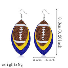 Sequined Leather Football Dangle Earrings
