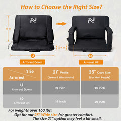 Heated Stadium Seat with Back & Arm Support