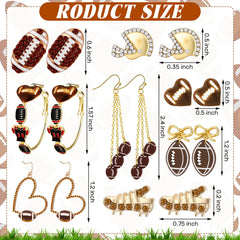 8 Pairs Football Earrings