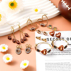 8 Pairs Football Earrings