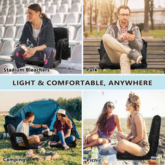 Heated Stadium Seat with Back & Arm Support