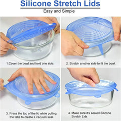 Silicone Stretch Lids Reusable Airtight Food Wrap Covers